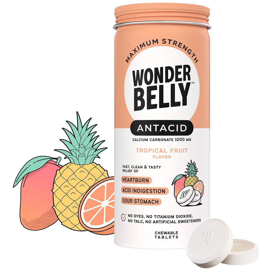 Wonderbelly Antacid Chewable Tablets Tropical Fruit