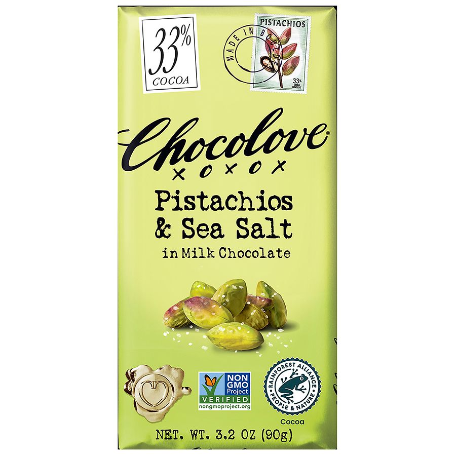 Chocolove Pistachios & Sea Salt in Milk Chocolate Candy Bar