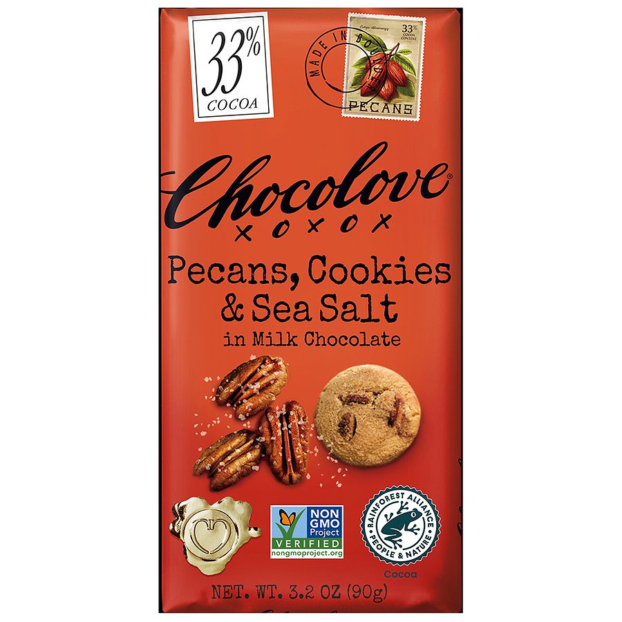 Chocolove Pecans, Cookies & Sea Salt in Milk Chocolate Candy Bar