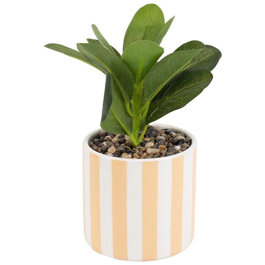 Horizon Group USA Striped Planter With Faux Plant
