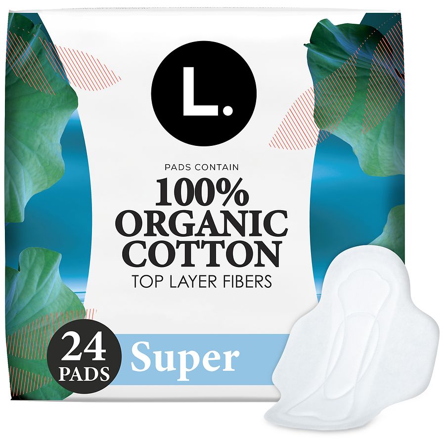 L. Organic Ultra Thin Pads with Wings for Women Super Absorbency
