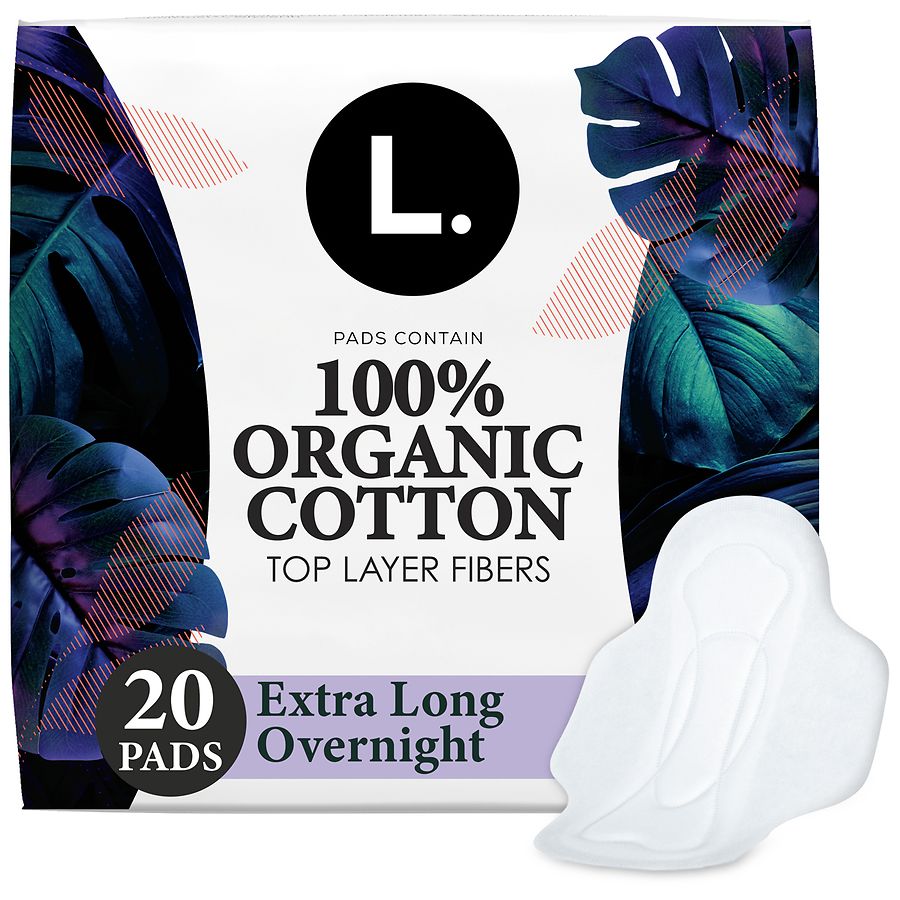 L. Ultra Thin Pads, Organic Cotton Top Layer, with Wings Unscented