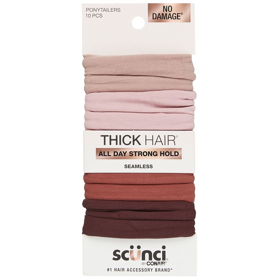 Scunci Thick Hair, No Damage Ponytail Hair Ties Multicolor