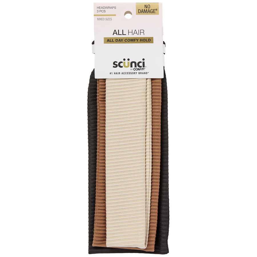 Scunci Mixed Size Soft Ribbed Headwraps - All Hair