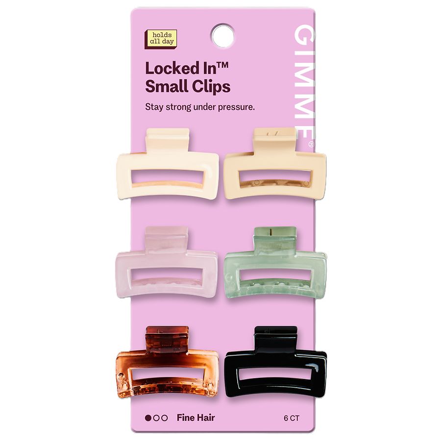Gimme Locked In Small Rectangle Claw Clips Fine Hair Assorted Colors