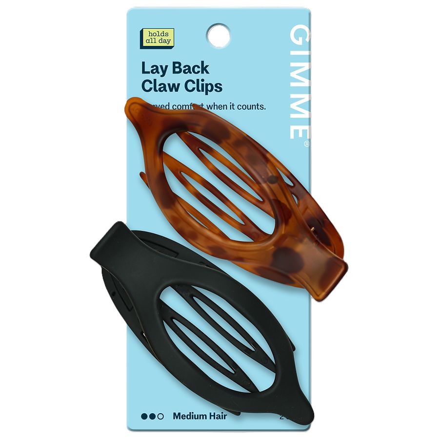 Gimme Lay Back Lay-Flat Claw Clips Medium Hair Black/Tortoise
