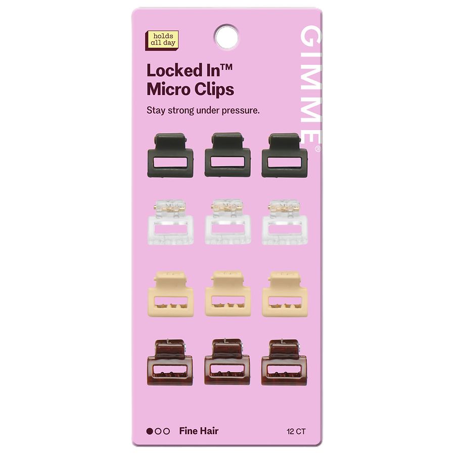 Gimme Locked In Micro Square Claw Clips Fine Hair Assorted Colors