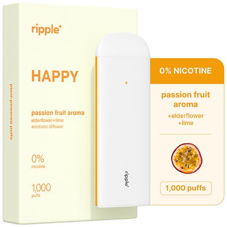 Ripple Zero Nicotine Happy Diffuser Passionfruit Aroma, 1,000 Puffs