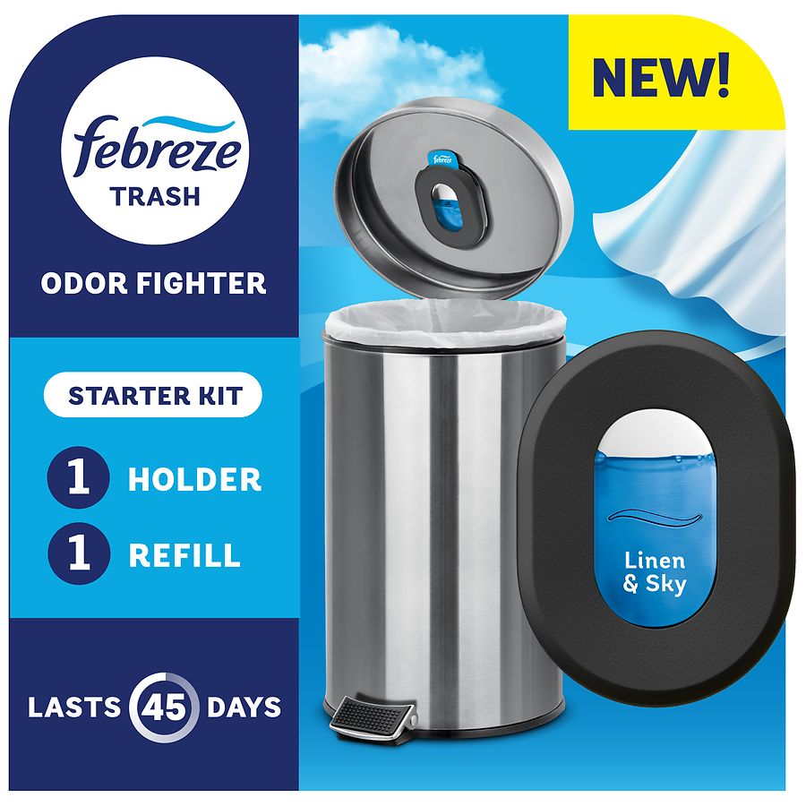 Febreze Trash Odor Fighter, Trash Can Air Freshener Linen & Sky