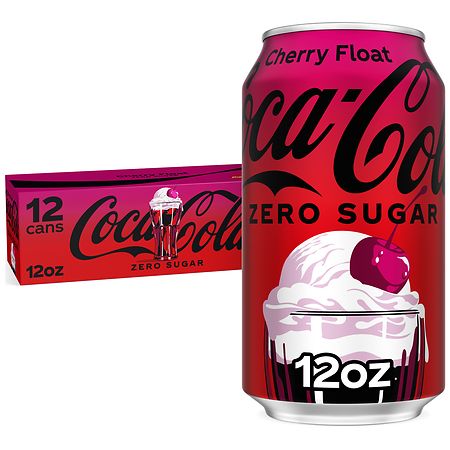 Coca-Cola Zero Sugar Soda Soft Drink Fridge Pack Cans Cherry Float
