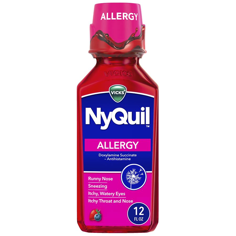 Vicks Nyquil Allergy Liquid, Nighttime Medicine for Adults Berry