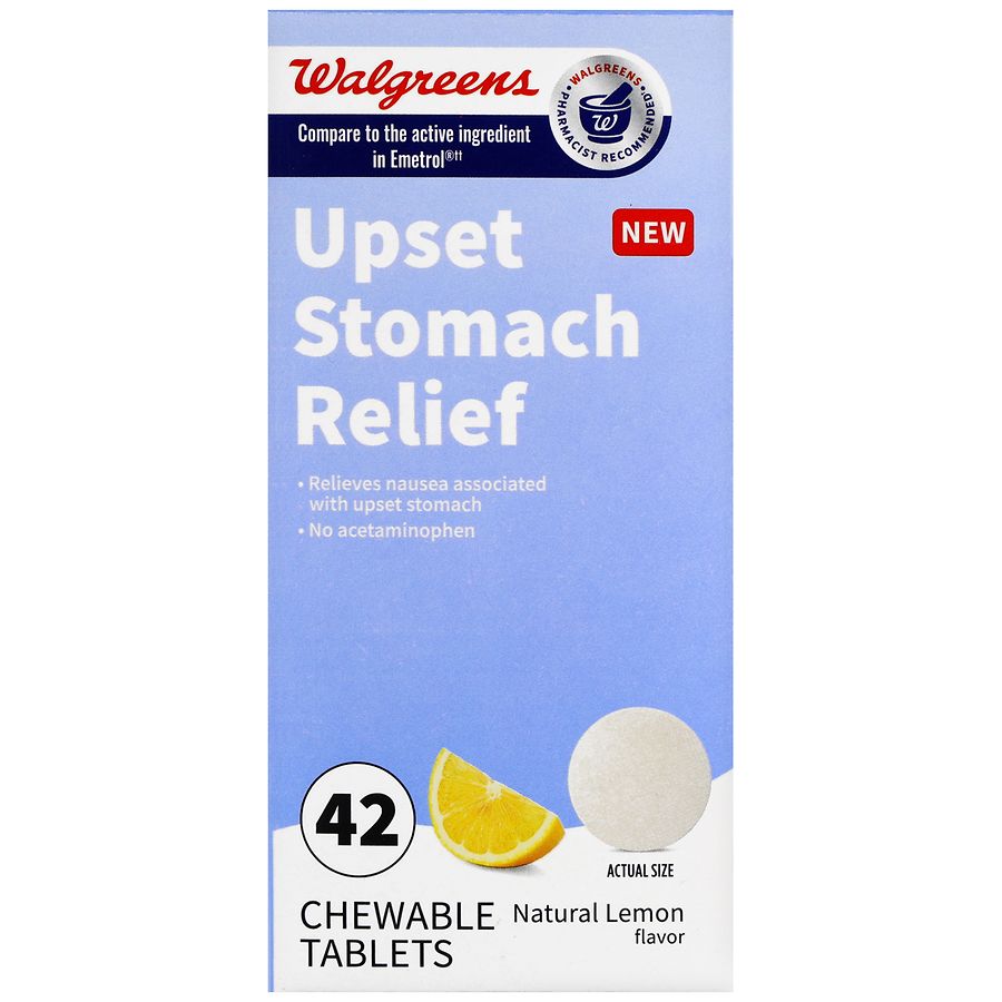 Walgreens Upset Stomach Relief Chewable Tablets Natural Lemon