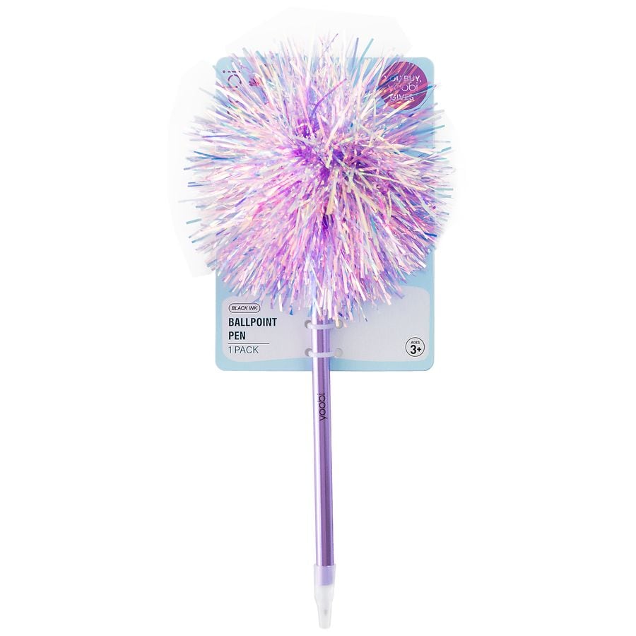 Yoobi Pom Pom Pen With Tinsel Purple