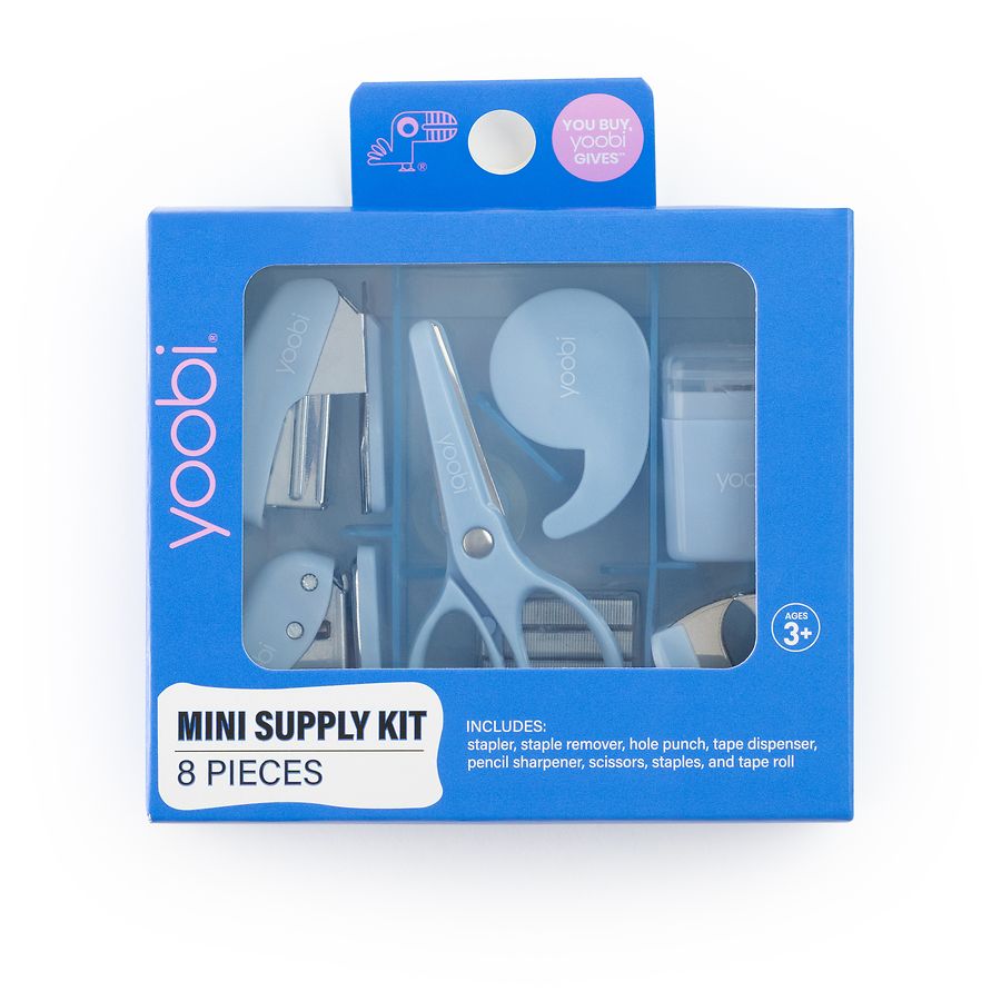Yoobi Mini Desk Supply Box Kit Blue