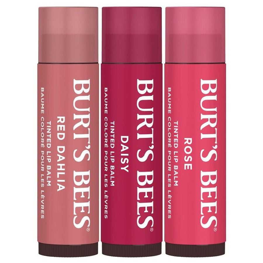 Burt's Bees Tinted Lip Balm Rose, Daisy, Red Dahlia