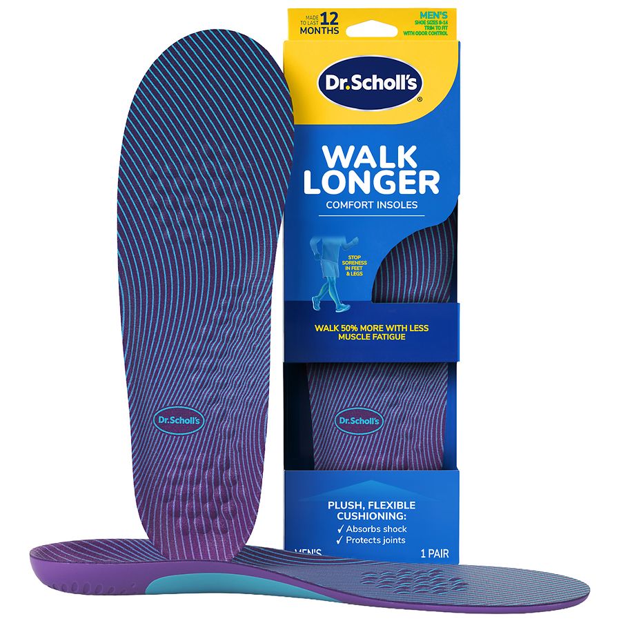 Dr. Scholl's Walk Longer Insoles For Men Shoe Size 8-14
