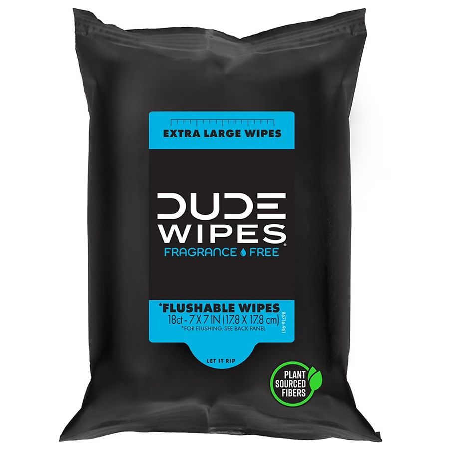 Dude Wipes Flushable Wipes, Travel Size Fragrance-Free, XL