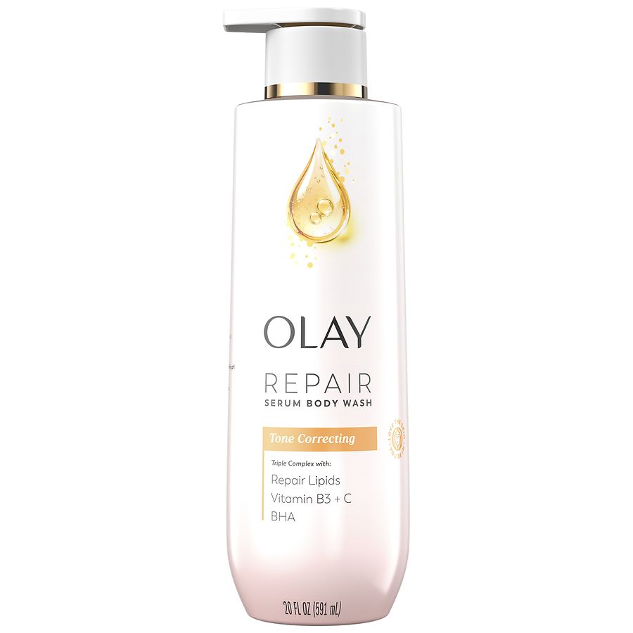 Olay Tone Correcting Repair Serum Body Wash Notes of Orange Flower and Warm Amber