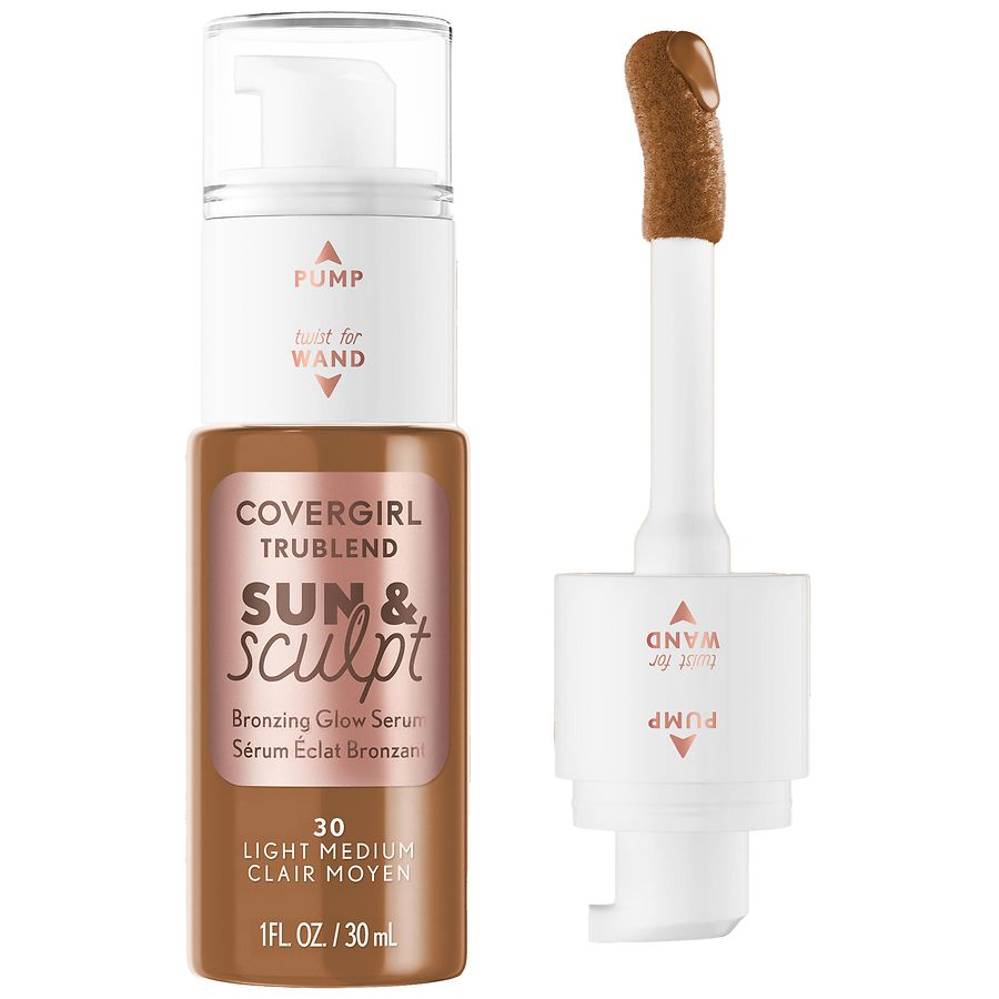 CoverGirl TruBlend Sun & Sculpt Bronzing Glow Serum, Light Medium