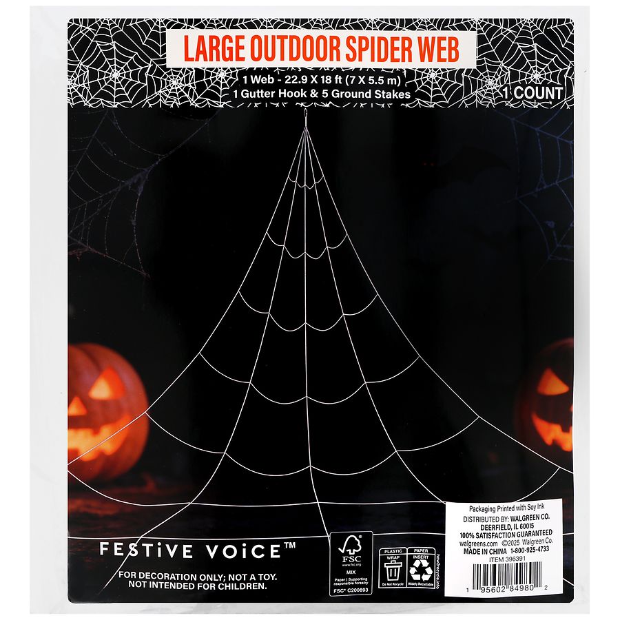 Festive Voice Large Outdoor Spider Web | Walgreens