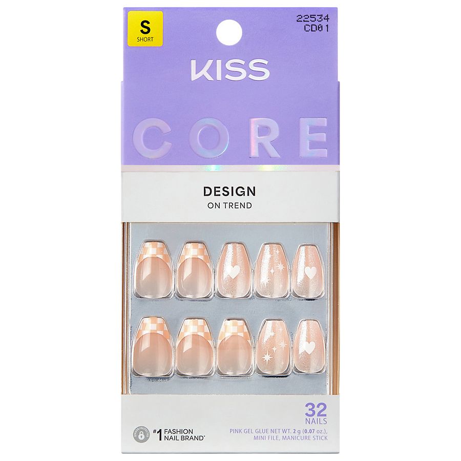 Kiss CORE Color Fake Nails Short Cheers, Pink