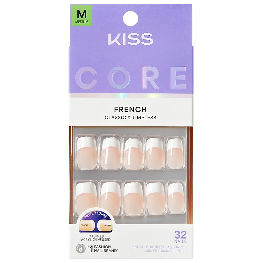 Kiss CORE French Fake Nails Medium Hopeful, White