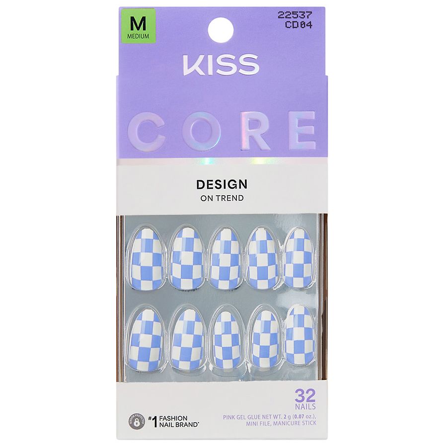 Kiss Press-On Nails Medium Credit, Blue