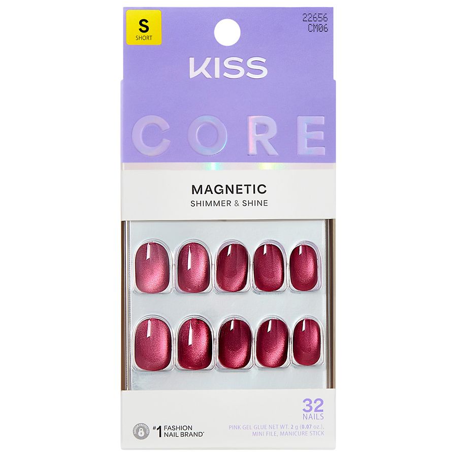 Kiss CORE Magnetic Fake Nails Short Flaming