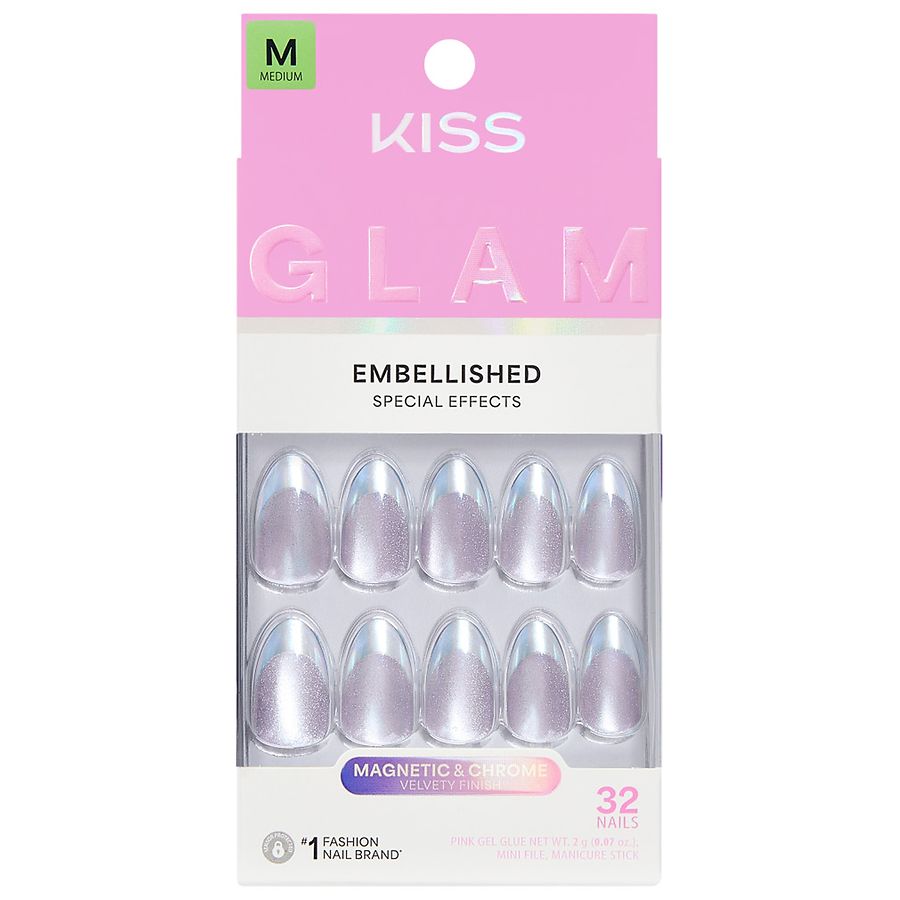 Kiss GLAM Embellished Fake Nails Medium Fairy Tale