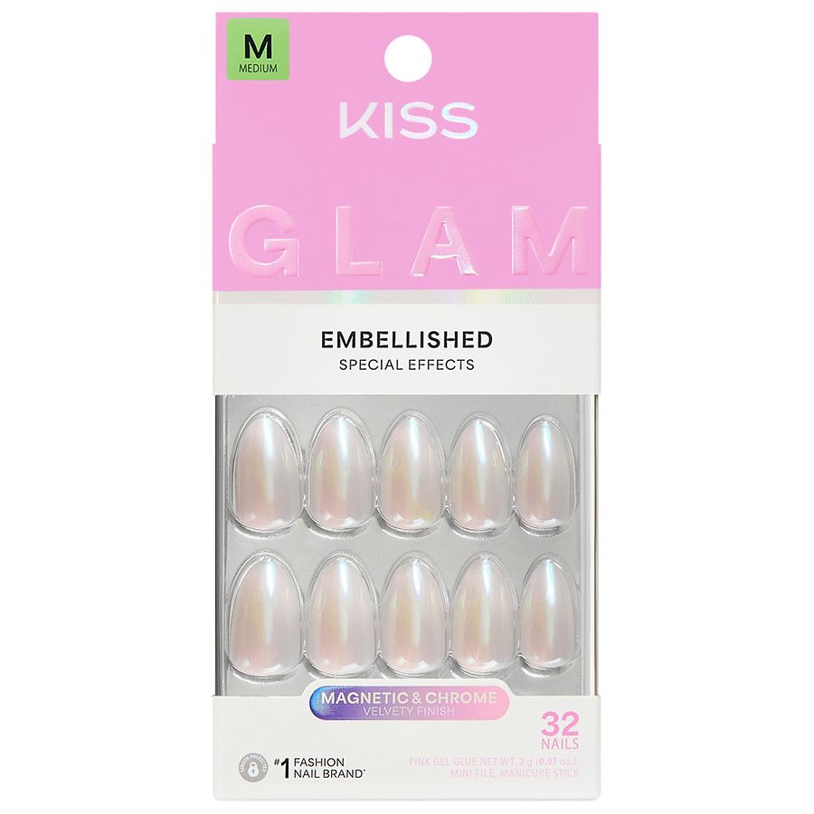 Kiss GLAM Embellished Fake Nails Medium Dive