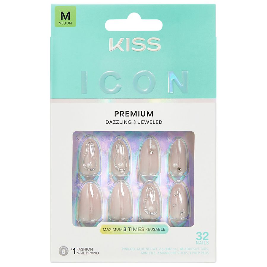 Kiss Press-On Nails Medium Terrific, White