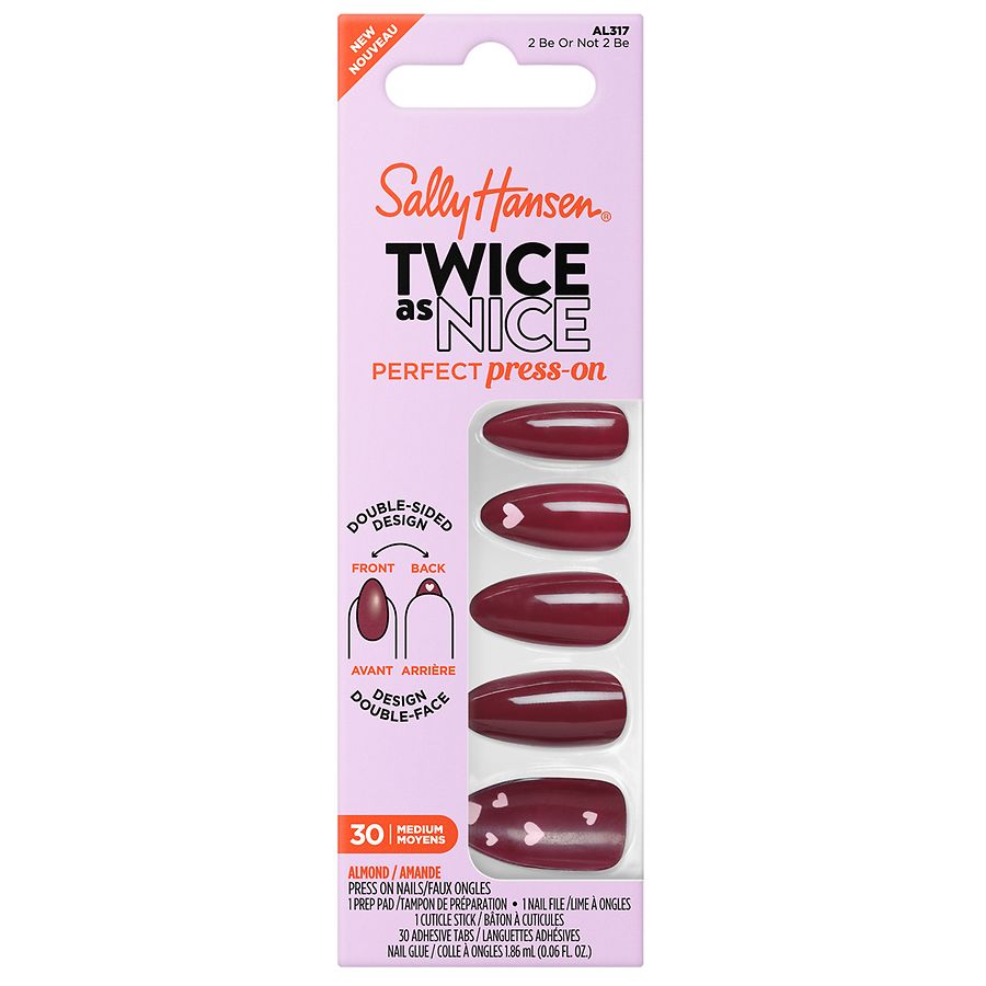 Sally Hansen Twice as Nice Perfect Press-On Nails Medium Almond 2 Be or Not to Be