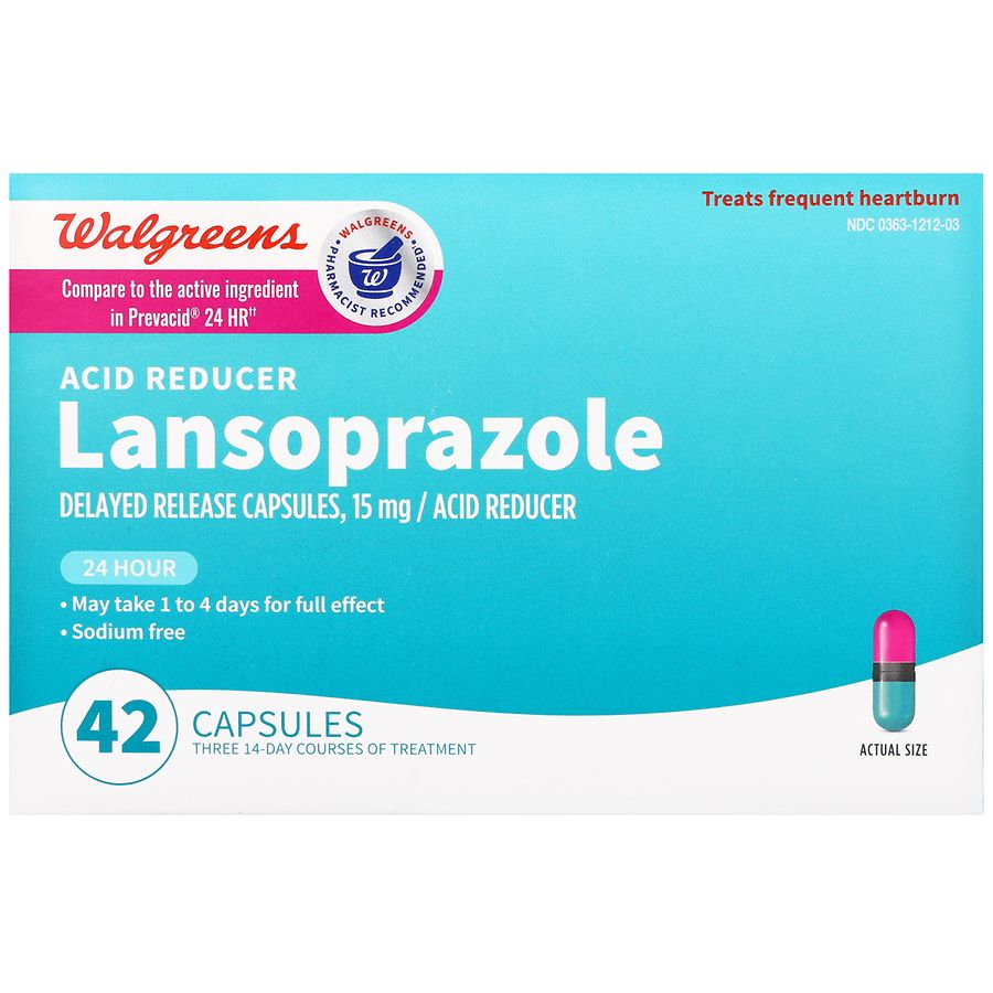 Walgreens 24 Hour Acid Reducer Lansoprazole 15 mg Capsules
