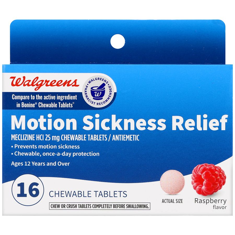 Walgreens Motion Sickness Relief Chewable Tablets Raspberry
