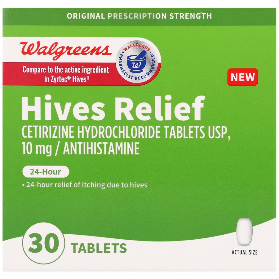 Walgreens 24 Hour Hives Relief Cetirizine Hydrochloride 10 mg Tablets