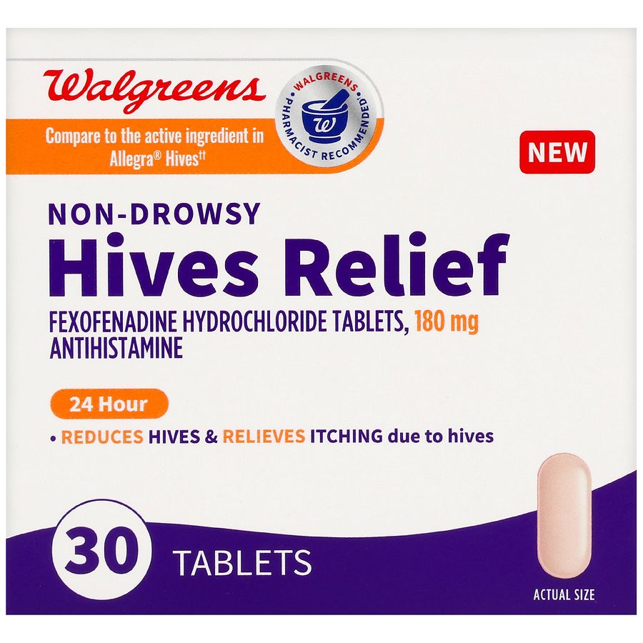 Walgreens 24 Hour Hives Relief Fexofenadine Hydrochloride 180 mg Tablets