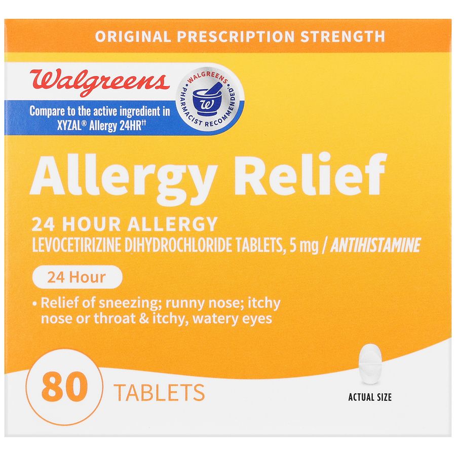 Walgreens Allergy Relief 24 Hour Levocetirizine Dihydrochloride 5 mg Tablets