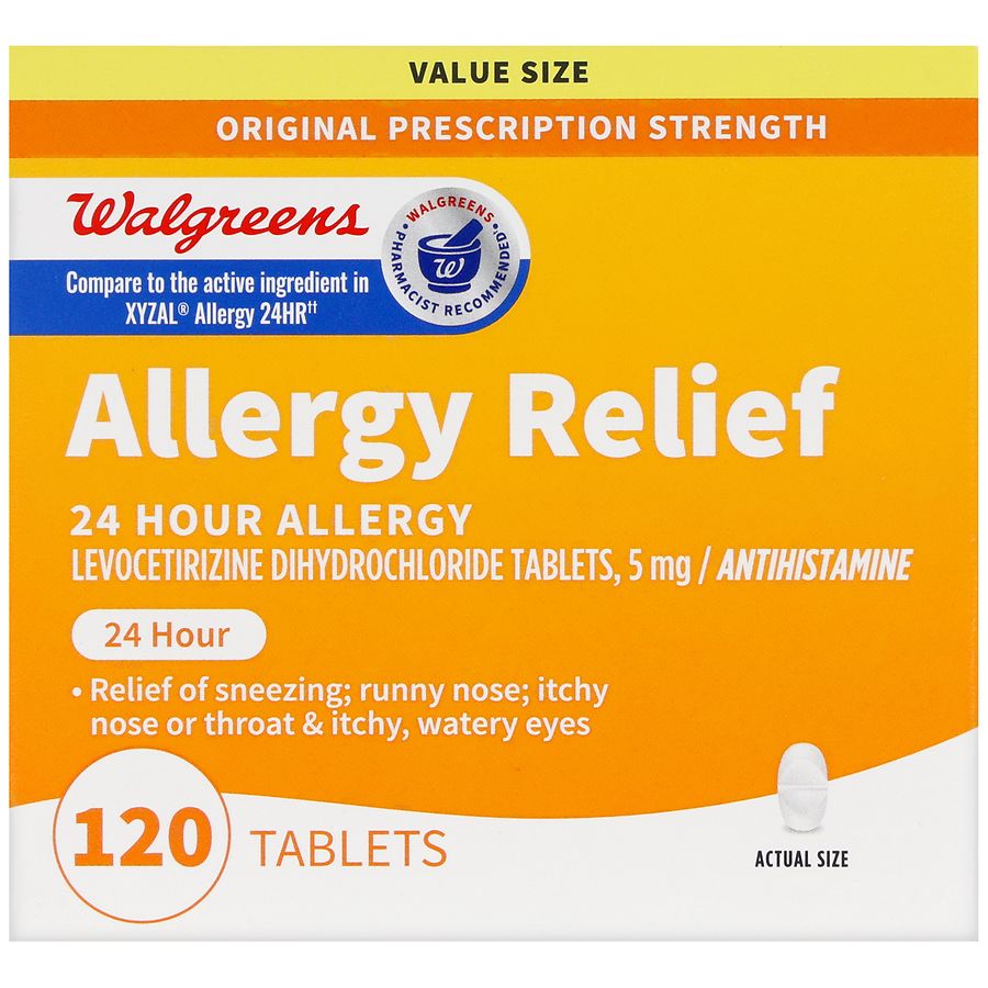 Walgreens Allergy Relief 24 Hour Levocetirizine Dihydrochloride 5 mg Tablets