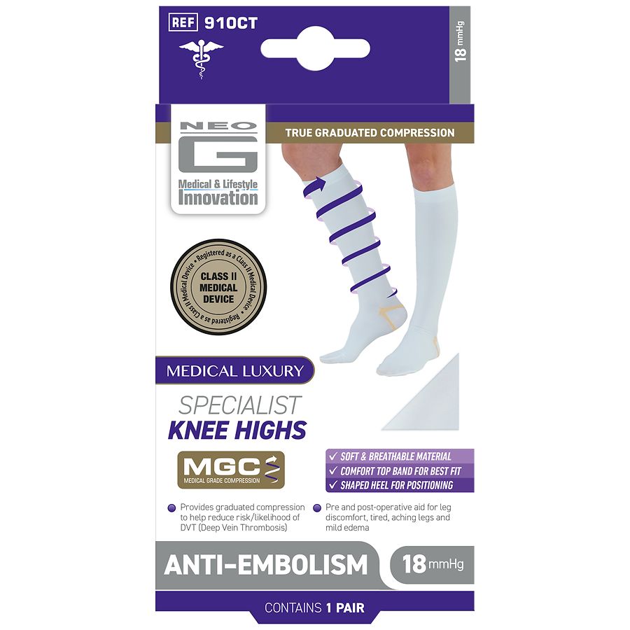 Neo G Anti-Embolism 18 mmHg Knee High Socks Large White