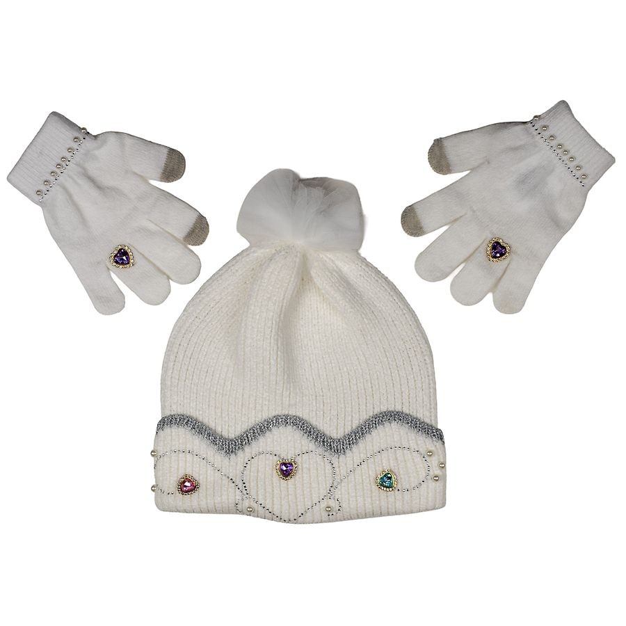 Accessory Innovations Princess Beanie And Glove Set Ivory