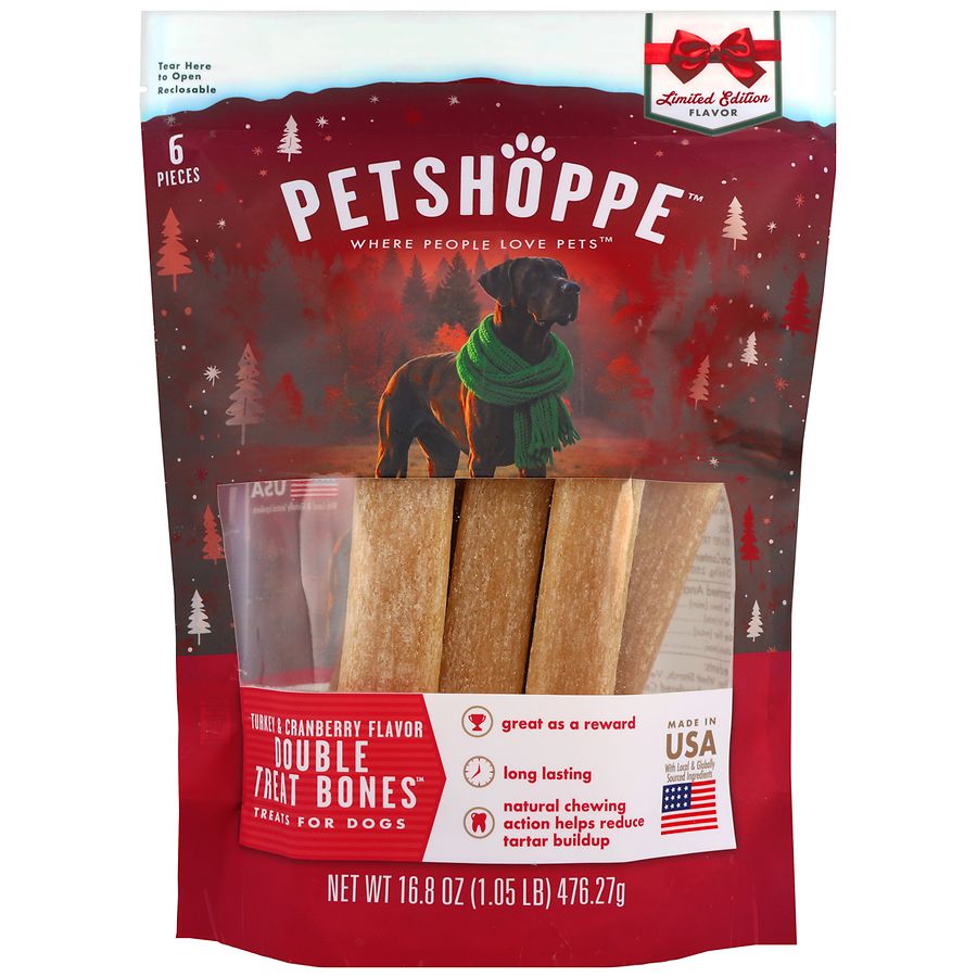 PetShoppe Double Treat Bones for Dogs Turkey & Cranberry