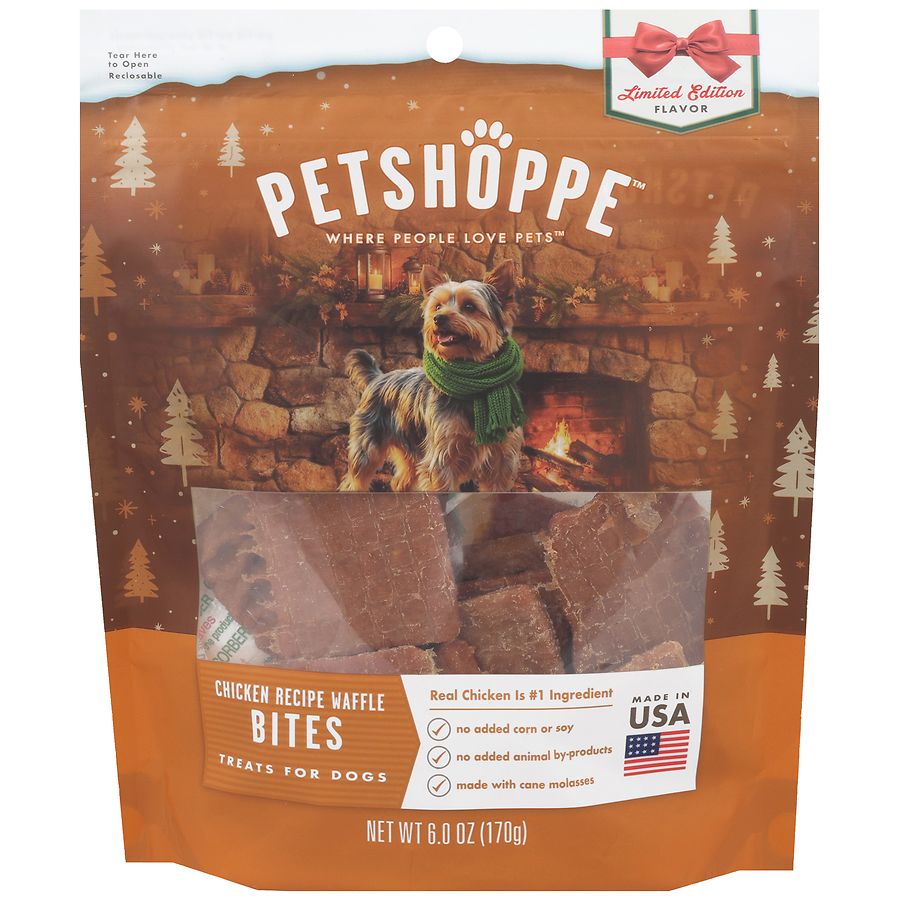 PetShoppe Chicken Recipe Waffle Bites Treats for Dogs