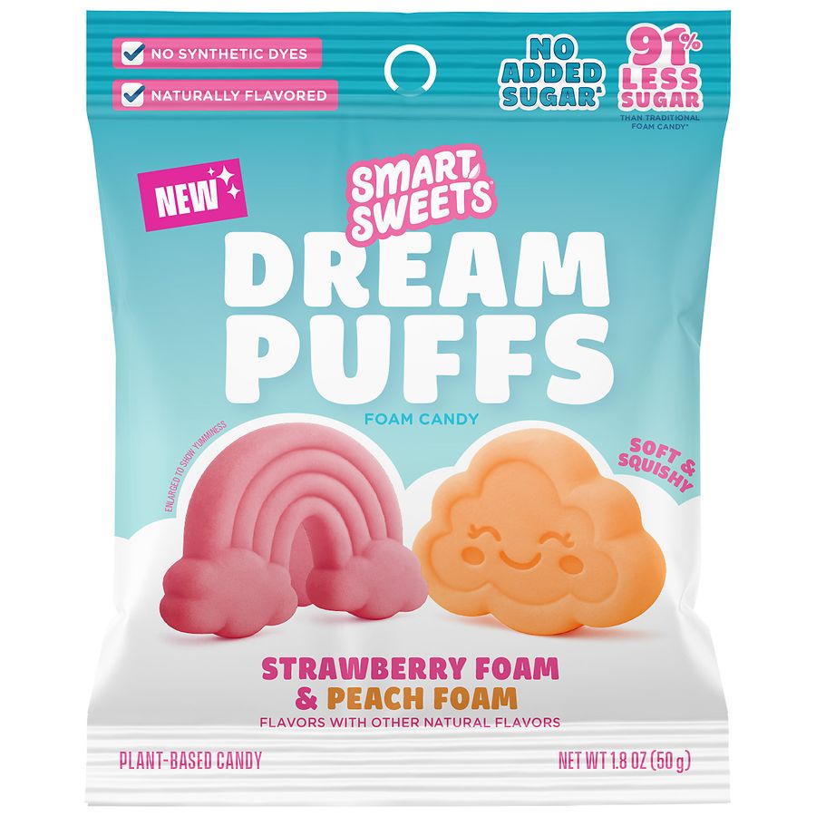 SmartSweets Dream Puffs Foam Candy Strawberry & Peach