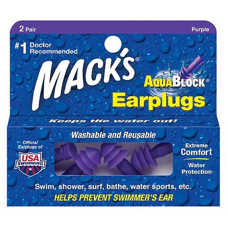 Mack's AquaBlock Earplugs Purple