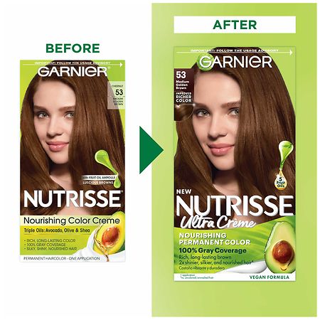 Garnier Nutrisse Nourishing Hair Color Creme, 53 Medium Golden Brown