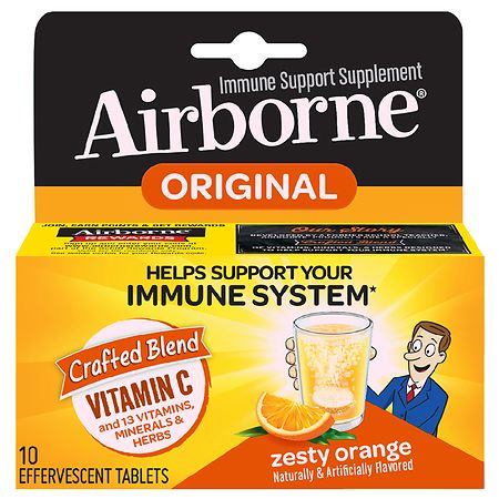 Airborne Immune Support Effervescent Minerals & Herbs with Vitamin C, E, Zinc Zesty Orange