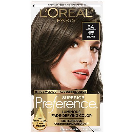 L'Oreal Paris Superior Preference Fade-Defying + Shine Permanent Hair Color Light Ash Brown 6A