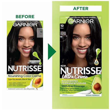 Garnier Nutrisse Nourishing Hair Color Creme, 10 Black (Licorice)