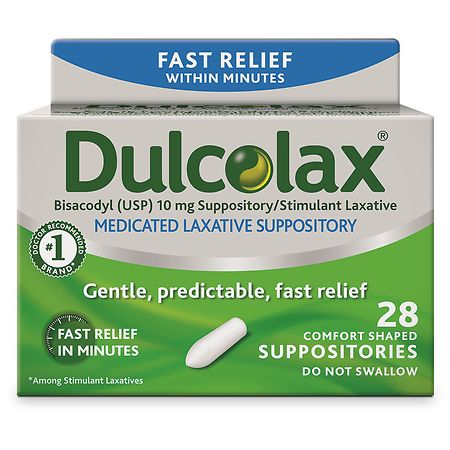 Dulcolax Laxative, Medicated, 10 mg, Comfort Shaped Suppositories - 28 suppositories