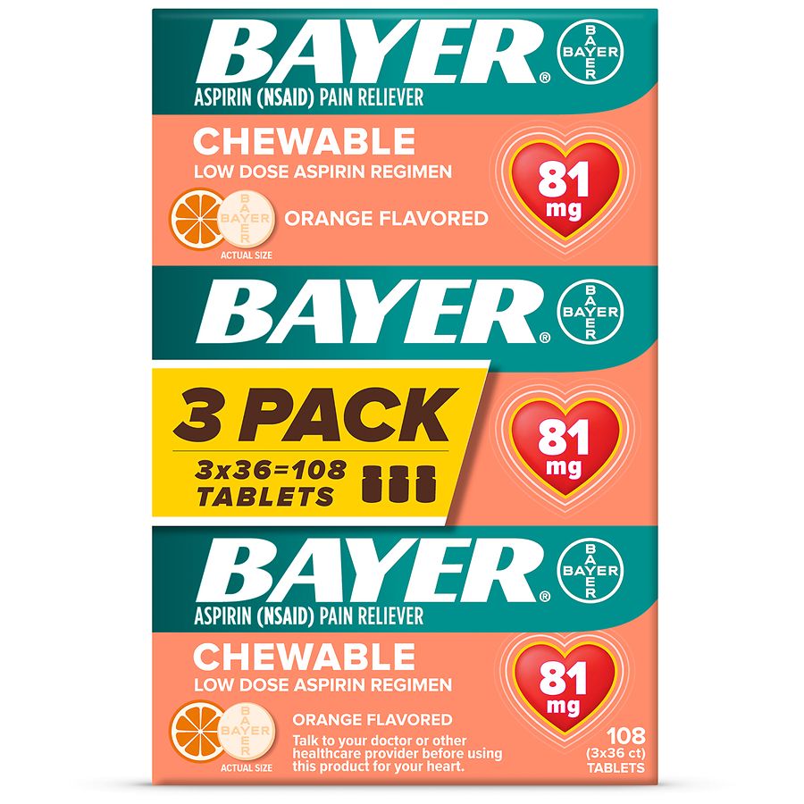 Bayer Chewable Low Dose Aspirin Orange